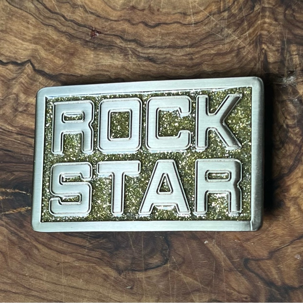 Rock Star Belt Buckle in Silver and Gold
